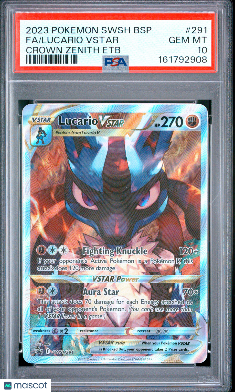 2023 Pokemon SWSH Black Star Promos Lucario VSTAR Crown Zenith ETB PSA 10 #291