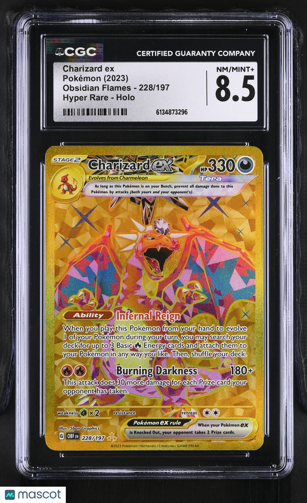 2023 Pokemon Obsidian Flames Charizard ex Holo Hyper Rare CGC 8.5 #228/197