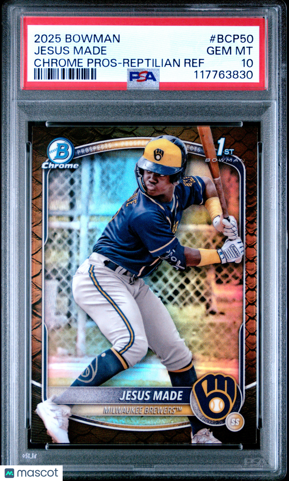 2025 Bowman Chrome Prospects Jesus Made #BCP50 Reptilian Ref PSA 10