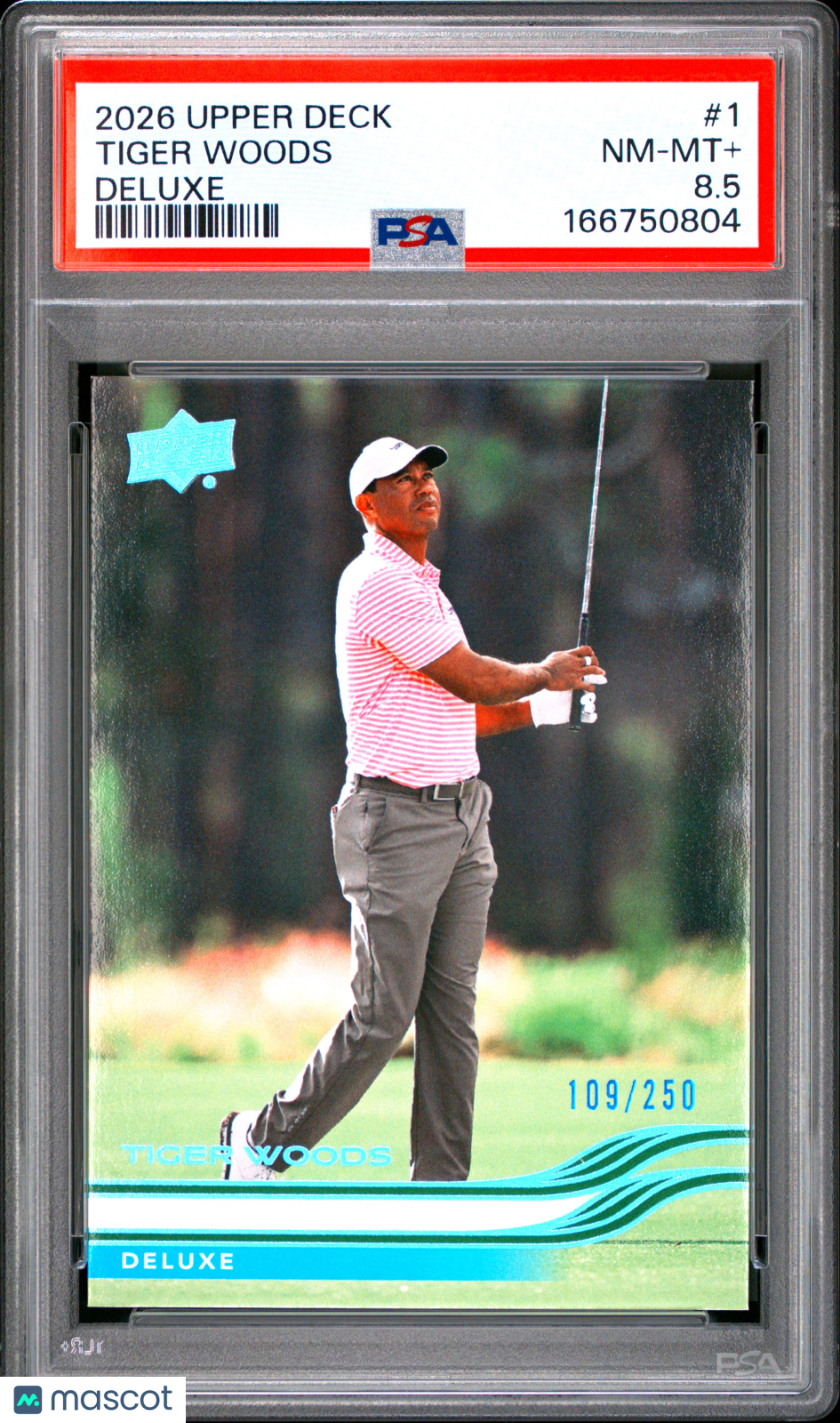 2026 Upper Deck Golf Tiger Woods #1 Deluxe 109/250 PSA 8.5