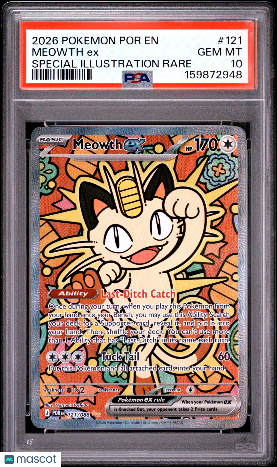 2026 Pokemon Perfect Order Meowth ex Special Illustration Rare PSA 10 #121/088