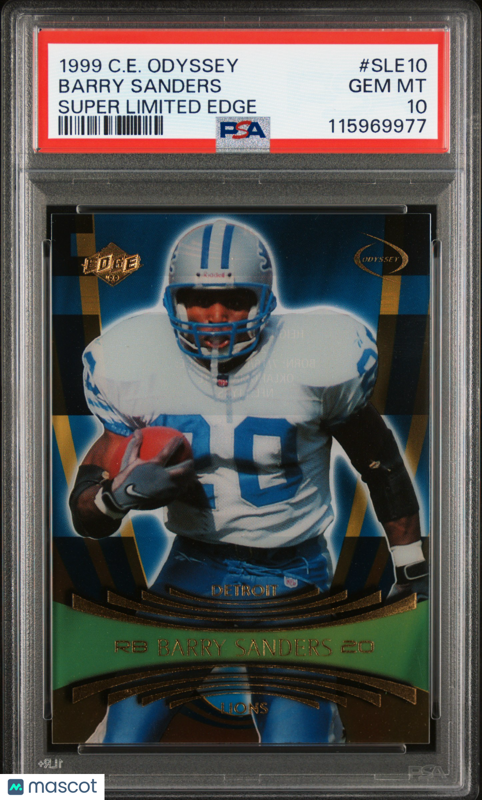 1999 Collector's Edge Odyssey Super Limited Edge Barry Sanders 0354/1000 PSA 10