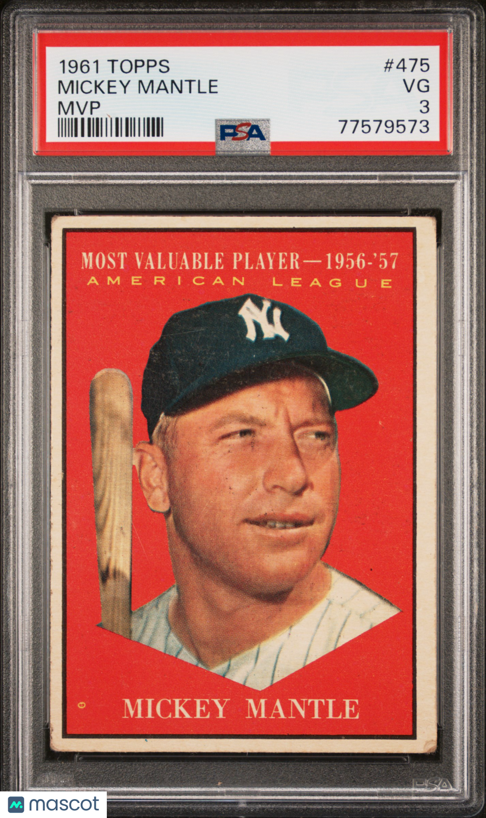 1961 Topps Mickey Mantle #475 MVP PSA 3