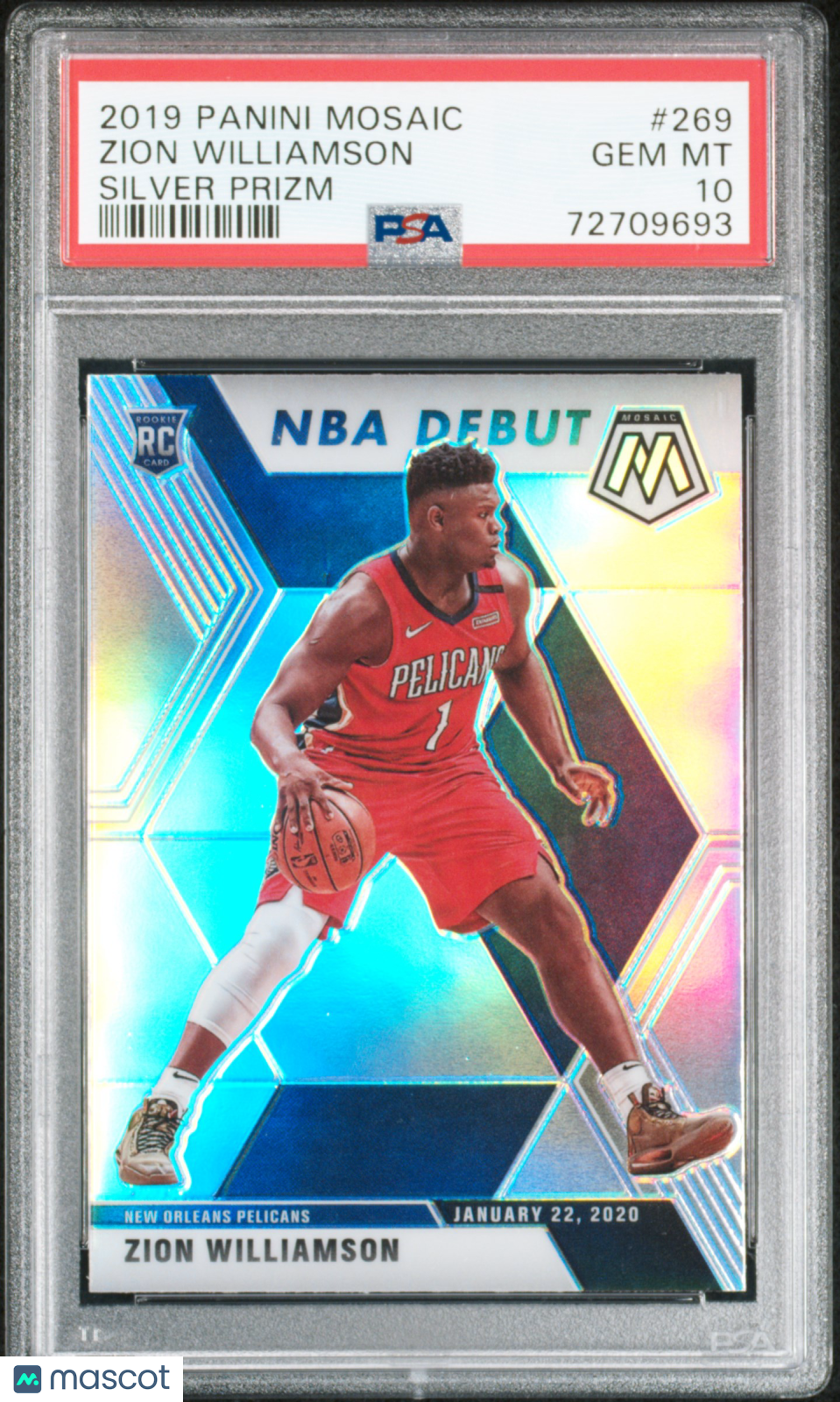 2019 Panini Mosaic Zion Williamson #269 Silver Prizm RC PSA 10