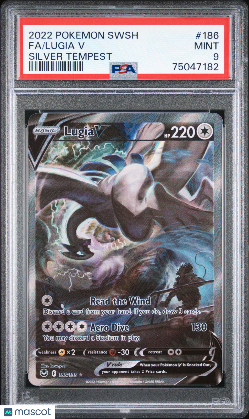 2022 Pokemon SWSH Silver Tempest Lugia V PSA 9 #186/195