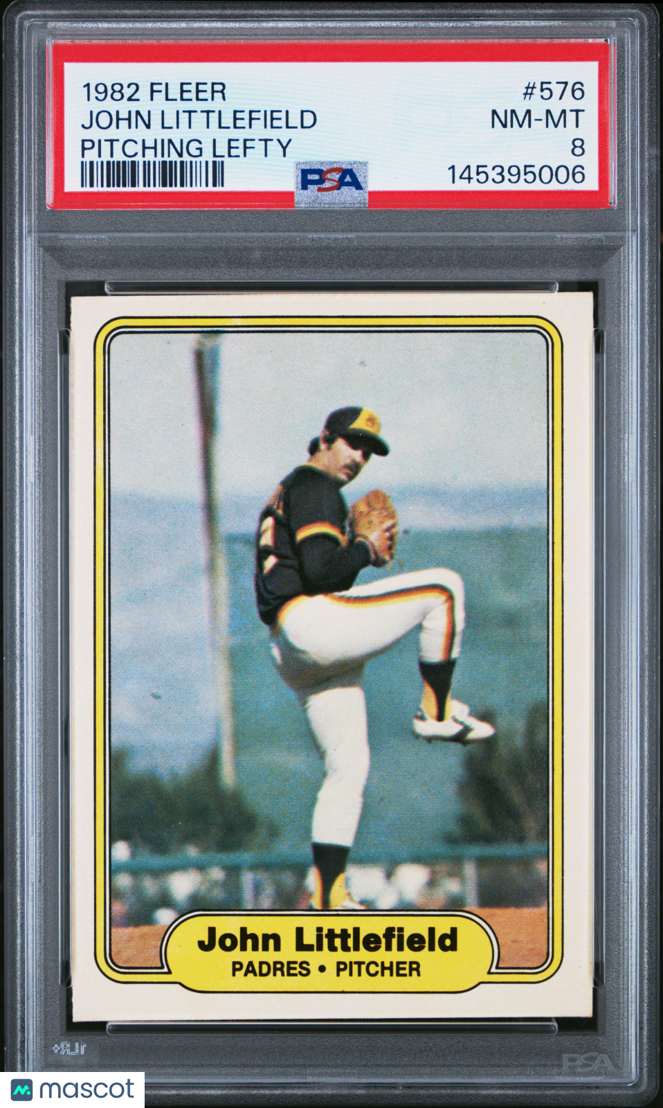 1982 Fleer John Littlefield #576 Pitching Lefty PSA 8