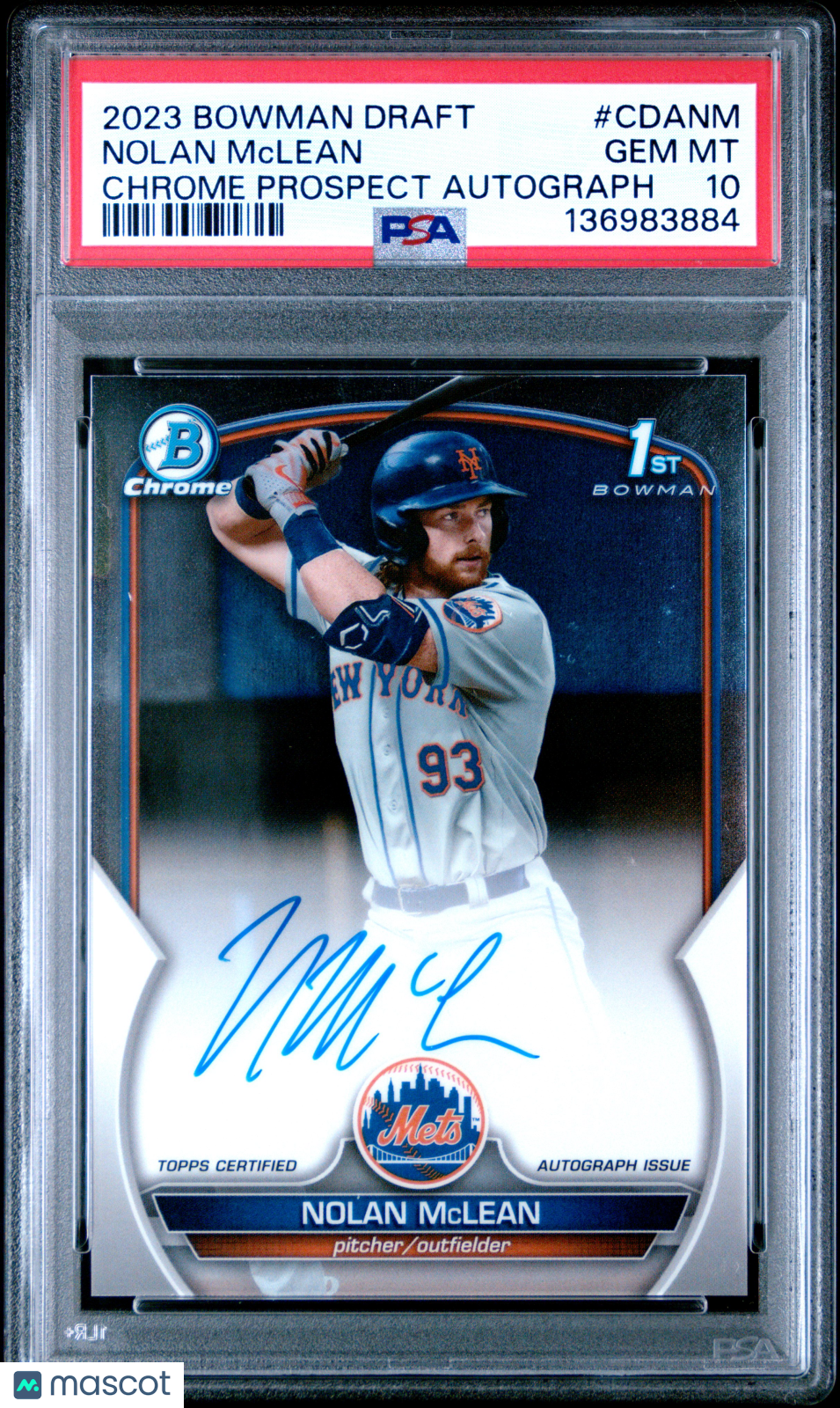 2023 Bowman Draft Chrome Prospect Autograph Nolan McLean #CDA-NM PSA 1 ...