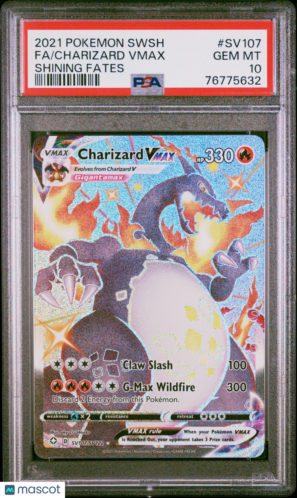 2021 Pokemon Sword & Shield Shining Fates Charizard VMAX PSA 10 #SV107