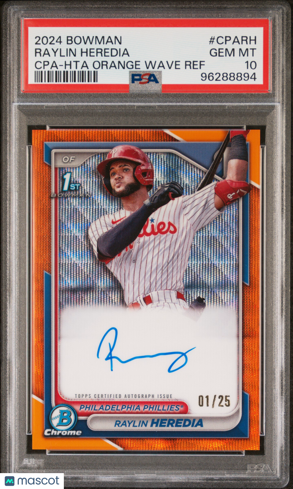 2024 Bowman Chrome Prospect Autographs Raylin Heredia #RH Org Wave 01/25 PSA 10