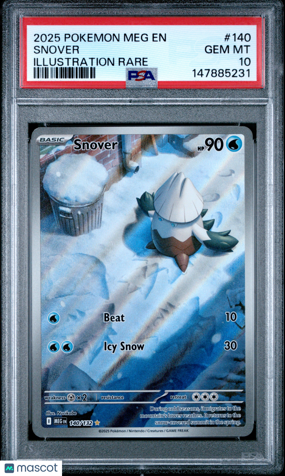 2025 Pokemon Meg EN-Mega Evolution Snover Illustration Rare PSA 10 #140