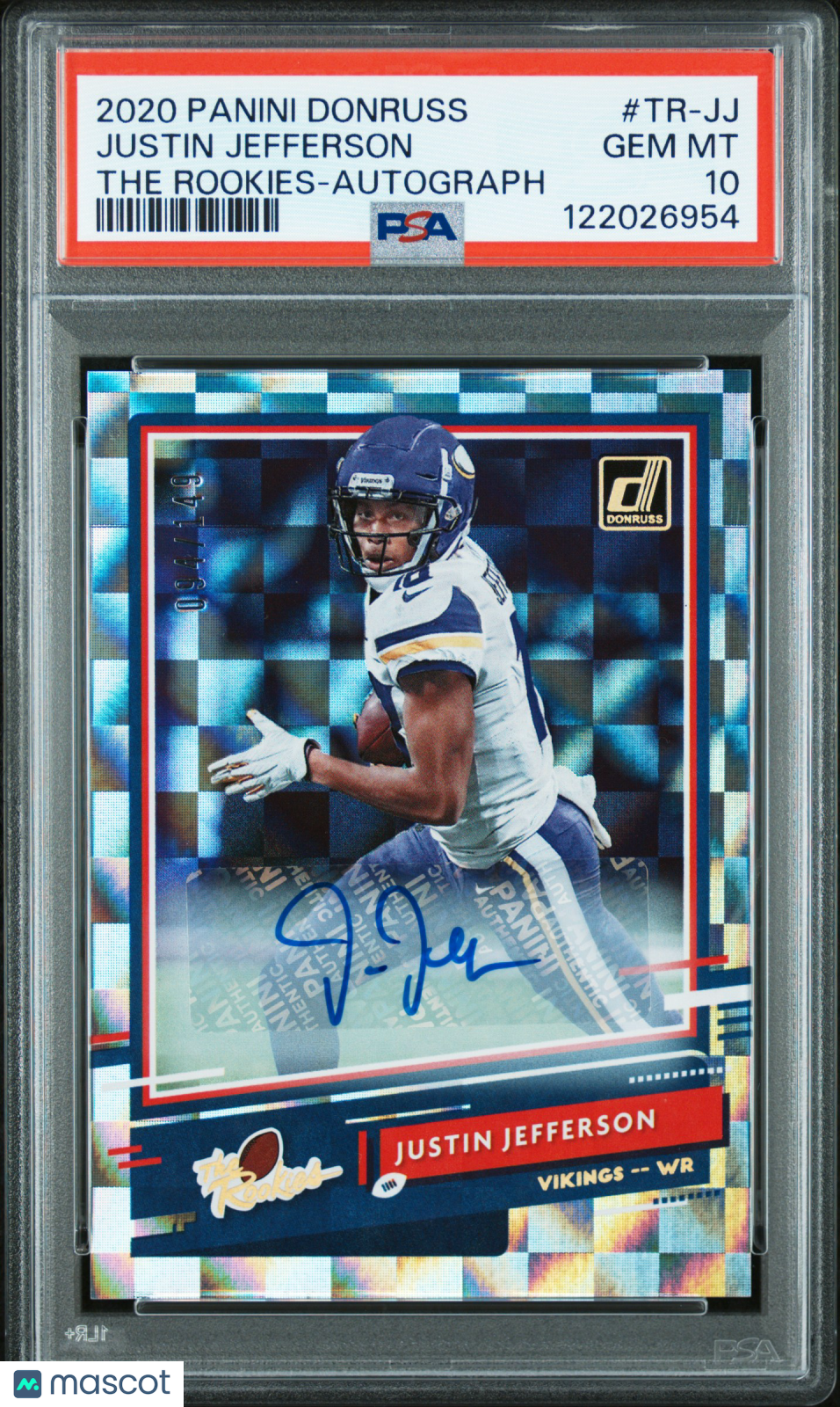 2020 Panini Donruss The Rookies Justin Jefferson #TR-JJ Autograph 094/149 PSA 10