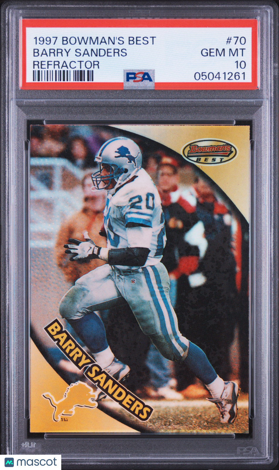 1997 Bowman's Best Barry Sanders #70 Refractor (pop 10) PSA 10