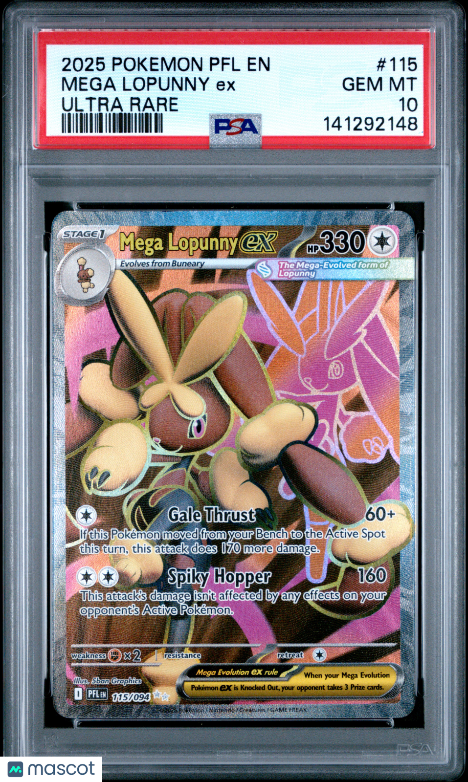 2025 Pokemon PFL EN-Phantasmal Flames Mega Lopunny ex Ultra Rare PSA 10 #115