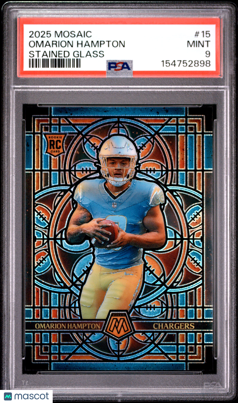 2025 Panini Mosaic Stained Glass Omarion Hampton #15 PSA 9