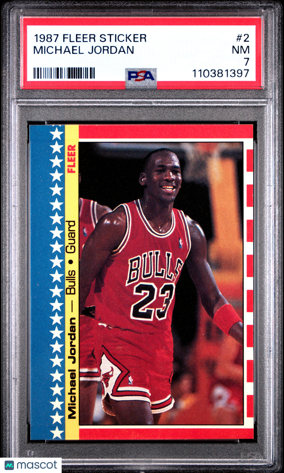 1987 Fleer Sticker Michael Jordan #2 PSA 7