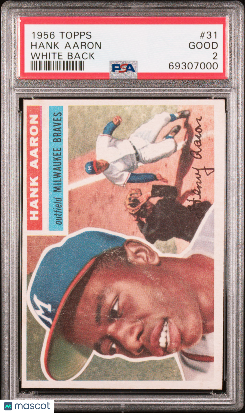 1956 Topps Hank Aaron #31 White Back PSA 2