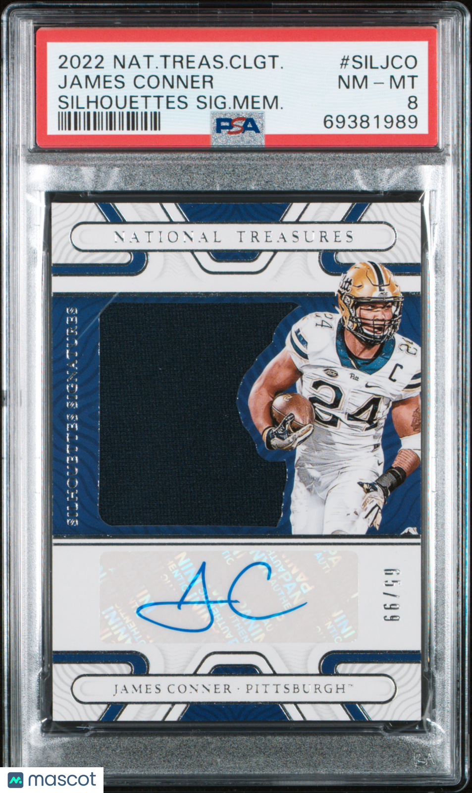 2022 Panini National Treasures James Conner #SILJCO Collegiate Silhouettes PSA 8
