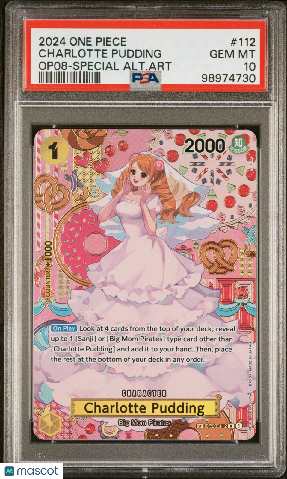 2024 One Piece Op08-Two Legends Charlotte Pudding Special Alt Art PSA 10 #112