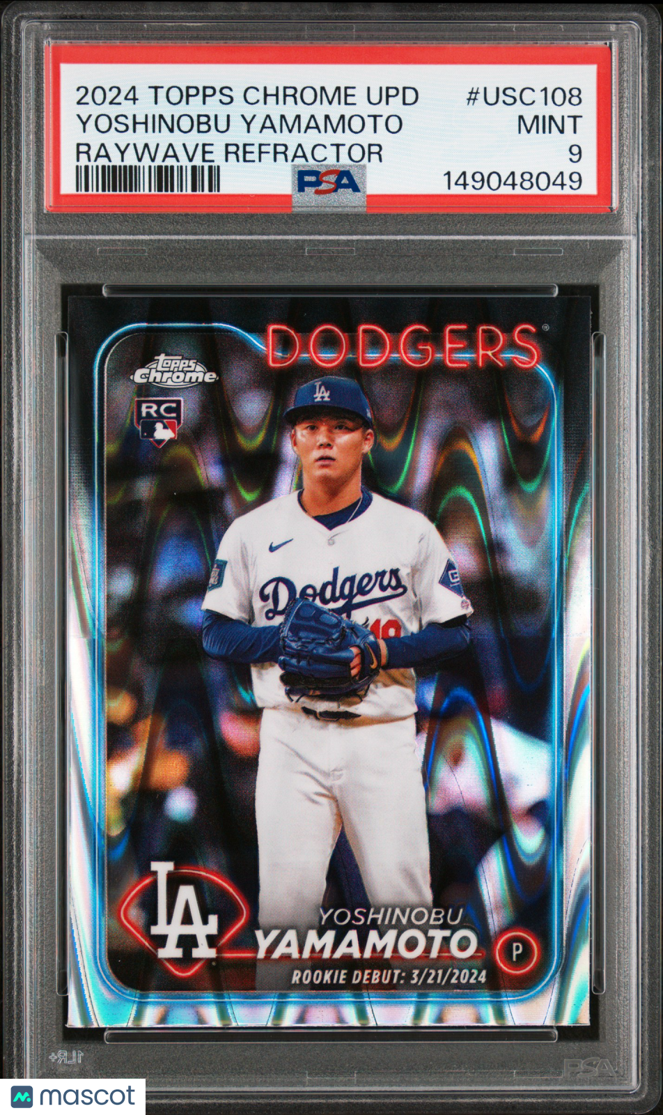 2024 Topps Chrome Update Yoshinobu Yamamoto #USC108 Raywave Refractor PSA 9