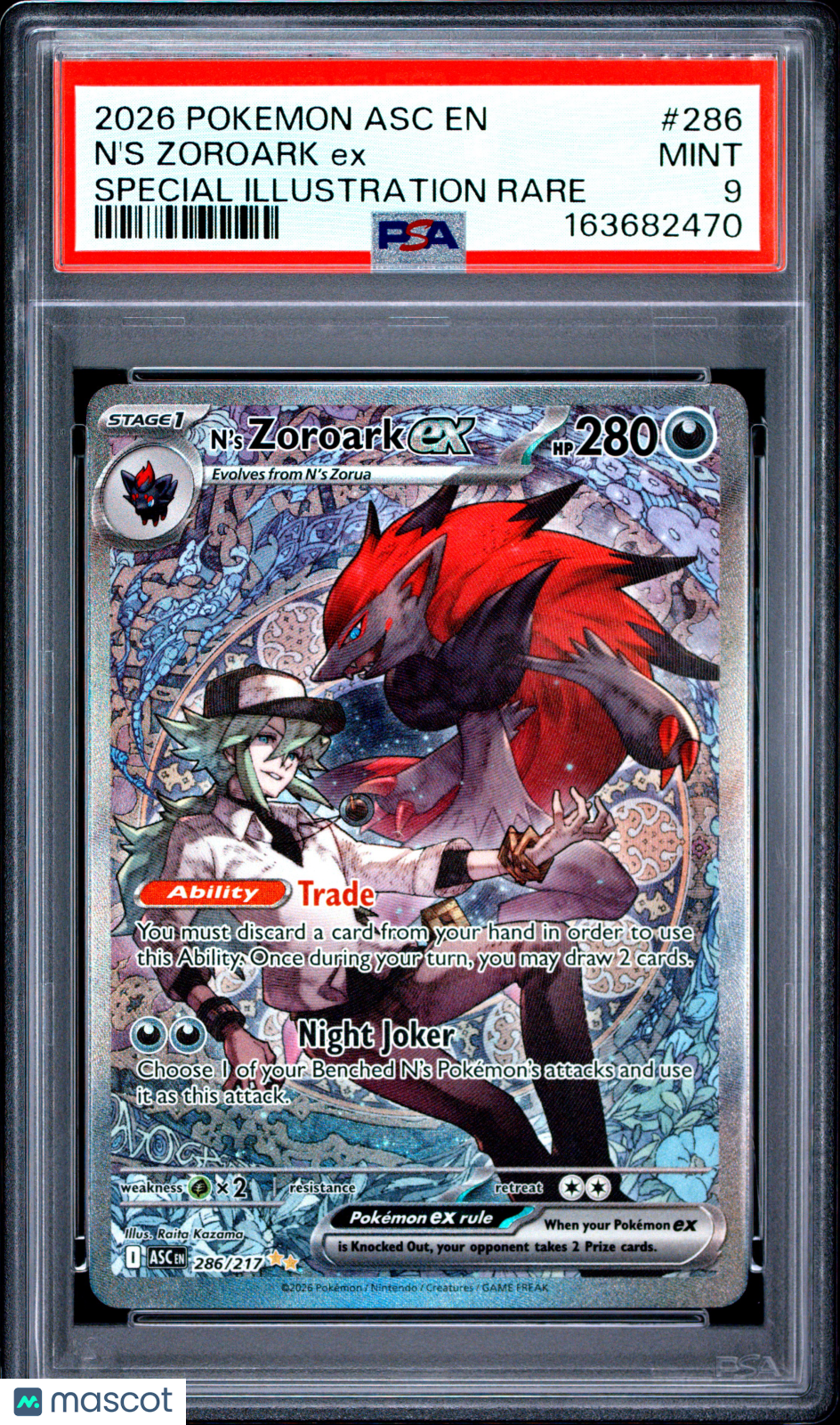 2026 Ascended Heroes N'S Zoroark ex Special Illustration Rare PSA 9 #286/217