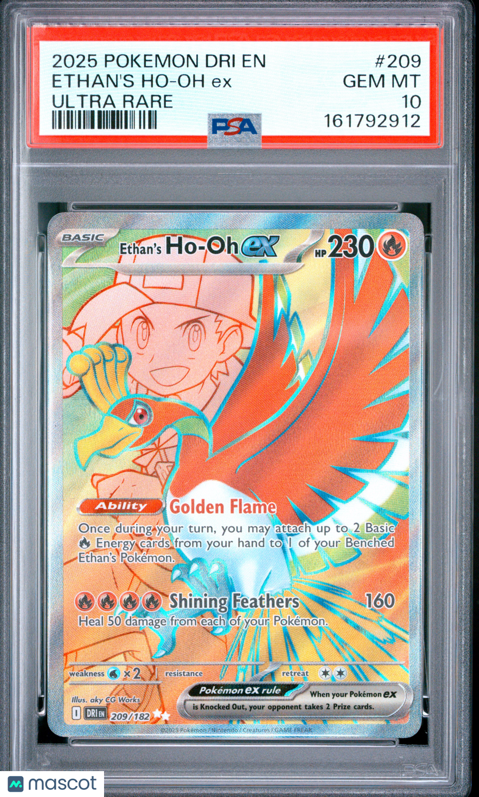 2025 Destined Rivals Ethan's Ho-Oh ex Ultra Rare PSA 10 #209/182