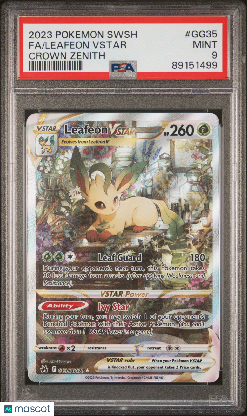 2023 Pokemon Sword & Shield Crown Zenith Leafeon VSTAR PSA 9 #GG35/GG70