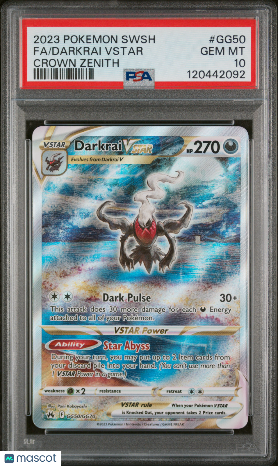 2023 Pokemon Sword & Shield Crown Zenith Darkrai VSTAR PSA 10 #GG50/GG70