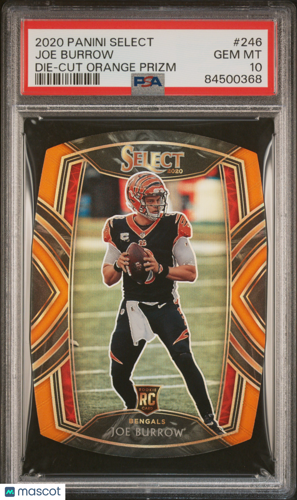 2020 Panini Select Joe Burrow #246 Die Cut Orange Prizm RC PSA 10