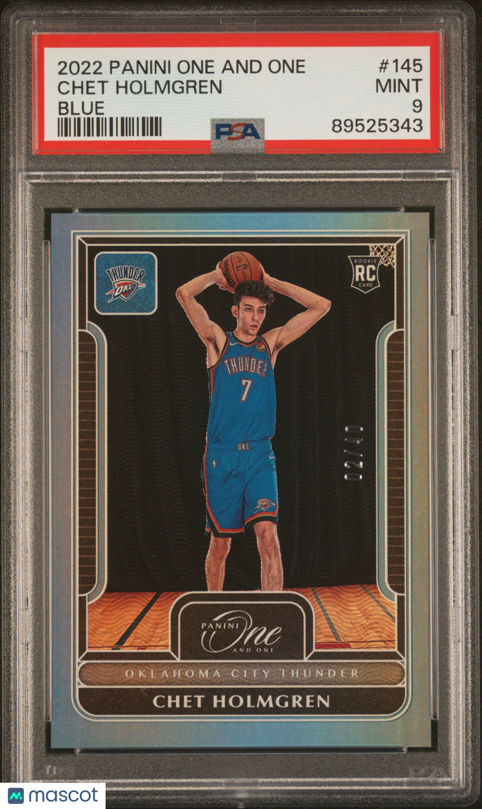 2022 Panini One And One Chet Holmgren #145 Blue RC 02/40 PSA 9