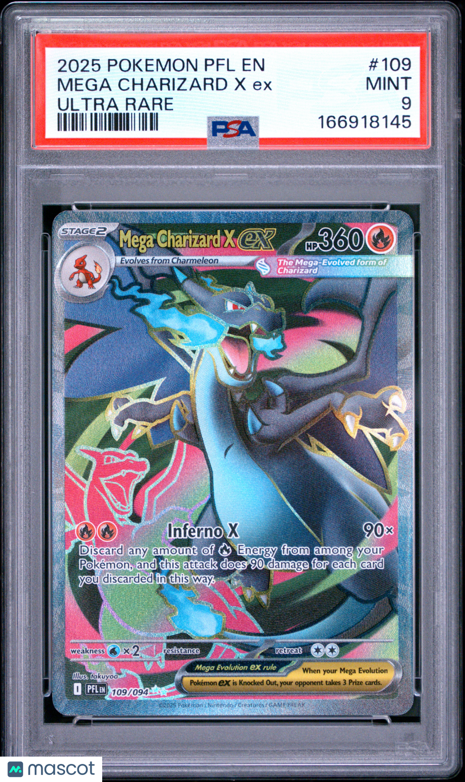 2025 Phantasmal Flames Mega Charizard X ex Ultra Rare PSA 9 #109/094