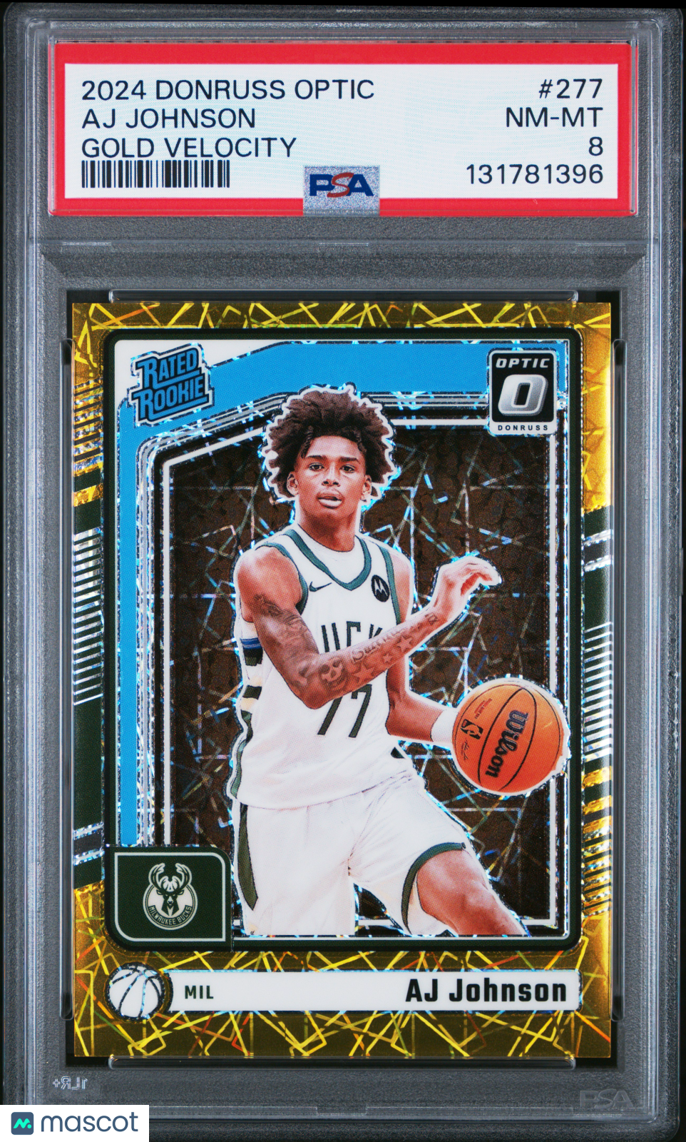 2024 Panini Donruss Optic Aj Johnson #277 Gold Velocity 5/10 PSA 8