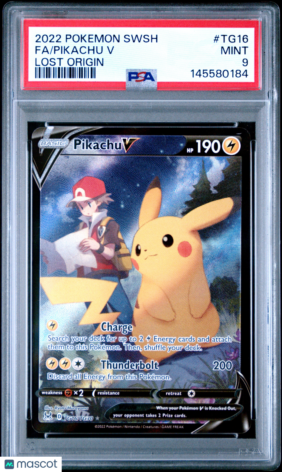 2022 Pokemon Sword & Shield Lost Origin Pikachu V PSA 9 #TG16/TG30