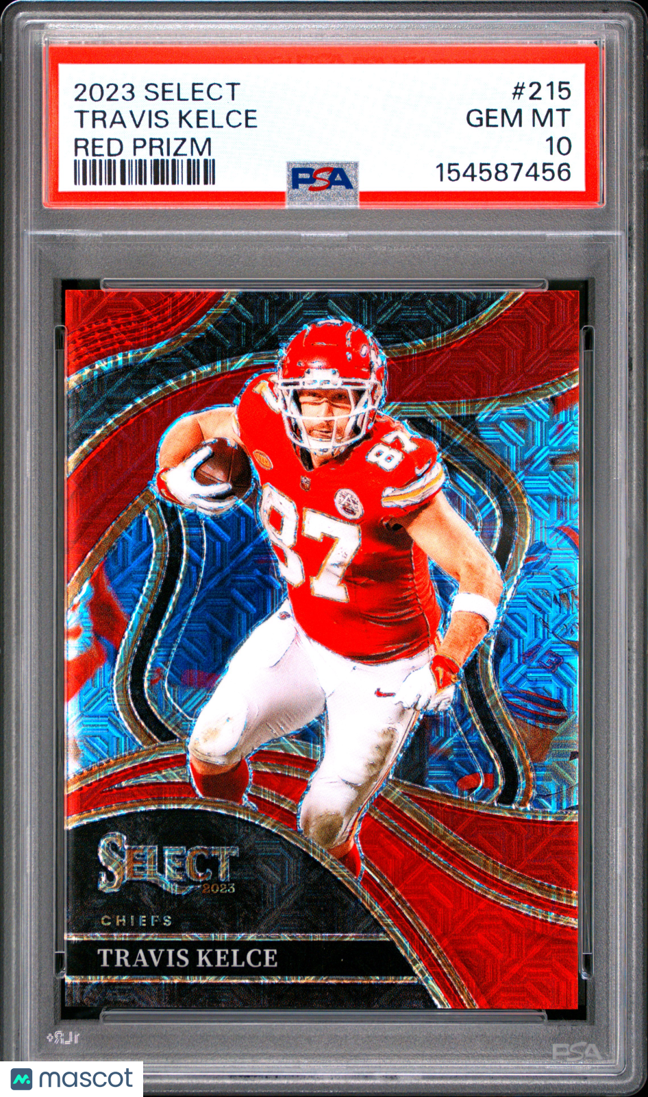 2023 Panini Select Travis Kelce #215 Red Prizm 15/49 PSA 10