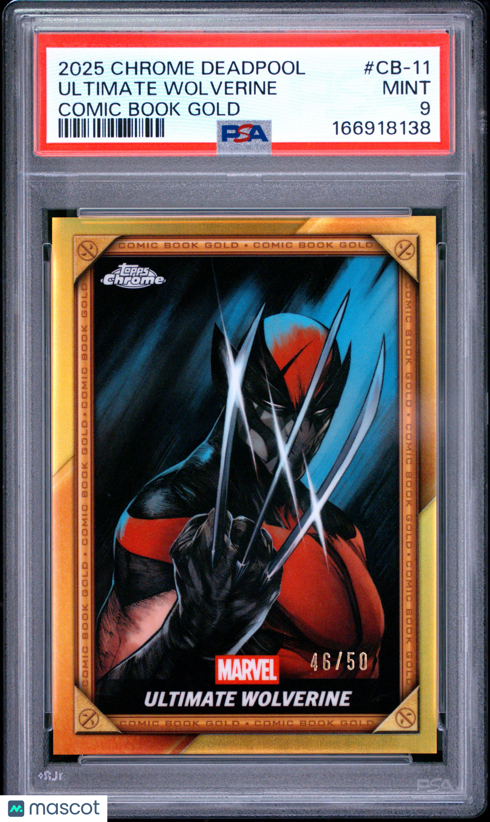2025 Topps Chrome Deadpool Comic Book Gold Ultimate Wolverine 46/50 #CB-11 PSA 9