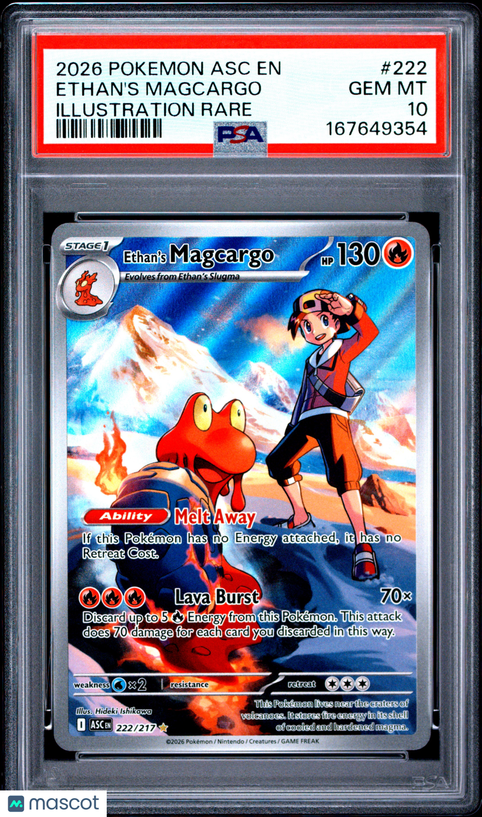 2026 Ascended Heroes Ethan's Magcargo Illustration Rare PSA 10 #222/217