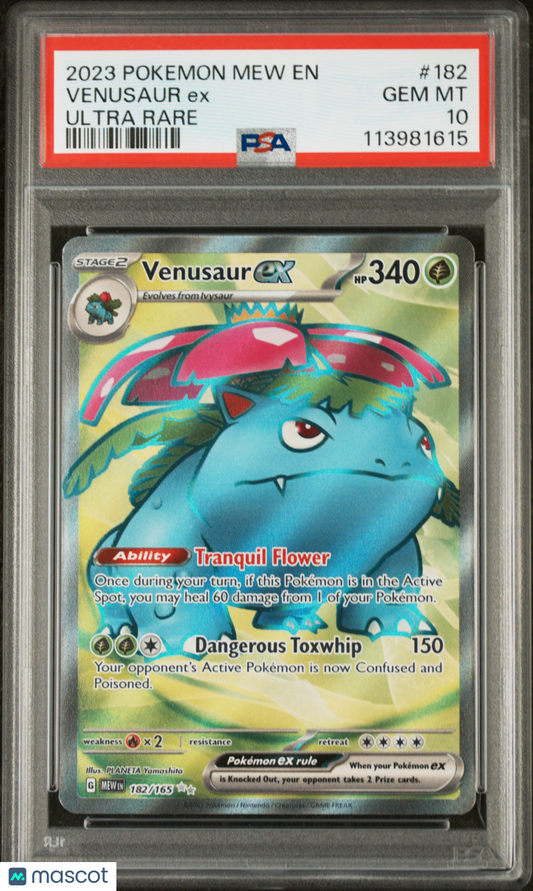 2023 Pokemon Scarlet & Violet 151 Venusaur ex #182/165 Ultra Rare PSA 10