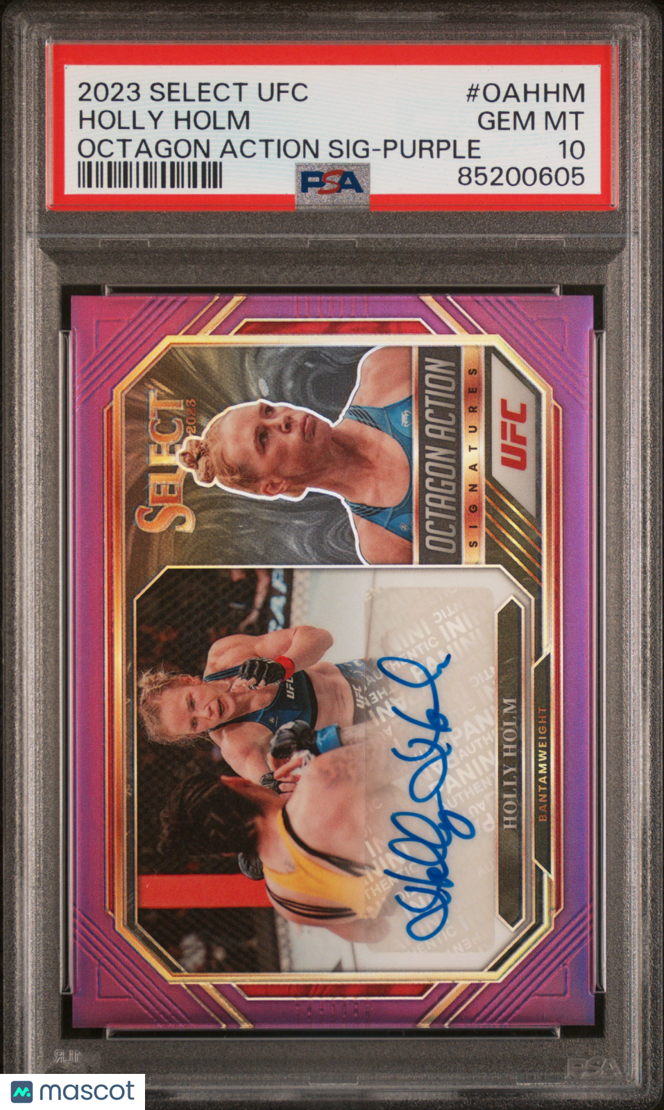 2023 Panini Select UFC Octagon Signatures Holly Holm #OAHHM Purple 41/49 PSA 10
