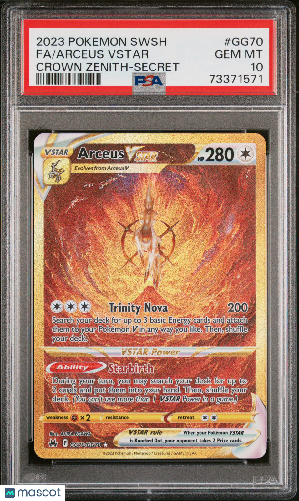 2023 Pokemon SWSH Crown Zenith Arceus VSTAR Secret Rare PSA 10 #GG70