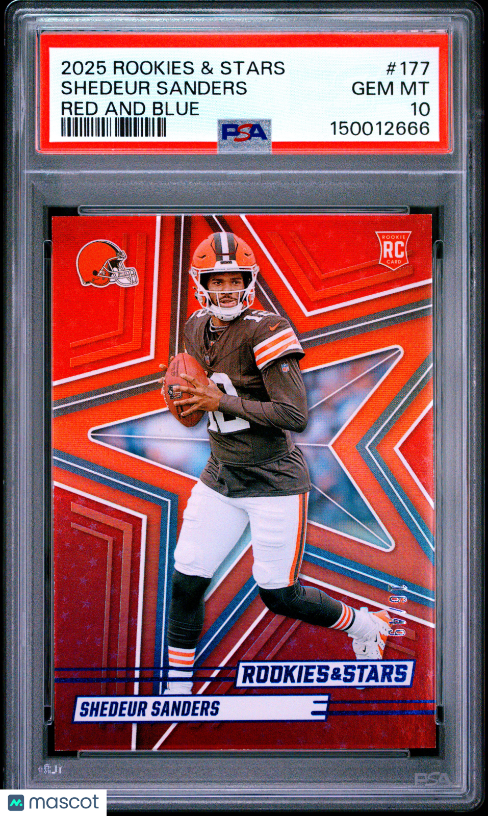 2025 Panini Rookies & Stars Shedeur Sanders #177 Red And Blue PSA 10