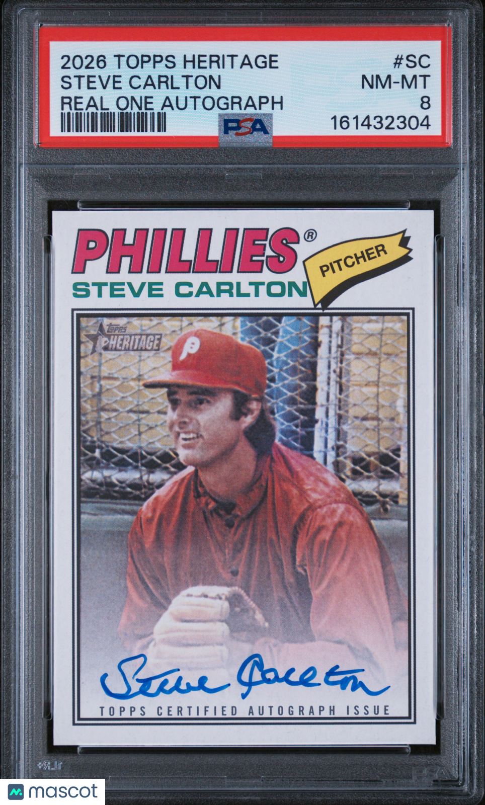 2026 Topps Heritage Real One Autographs Steve Carlton #SC PSA 8
