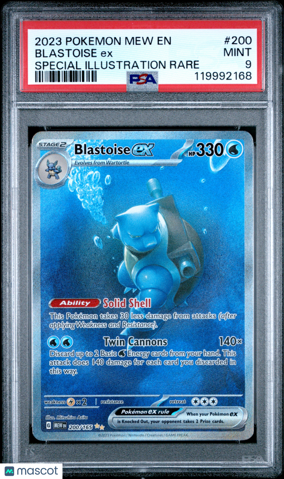 2023 Pokemon Scarlet & Violet 151 Blastoise ex Illustration Rare PSA 9 #200/165