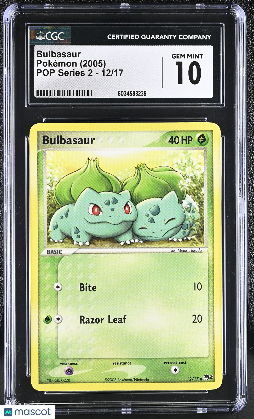 2005 Pokemon Pop Series 2 Bulbasaur 12/17 CGC 10 #12/17