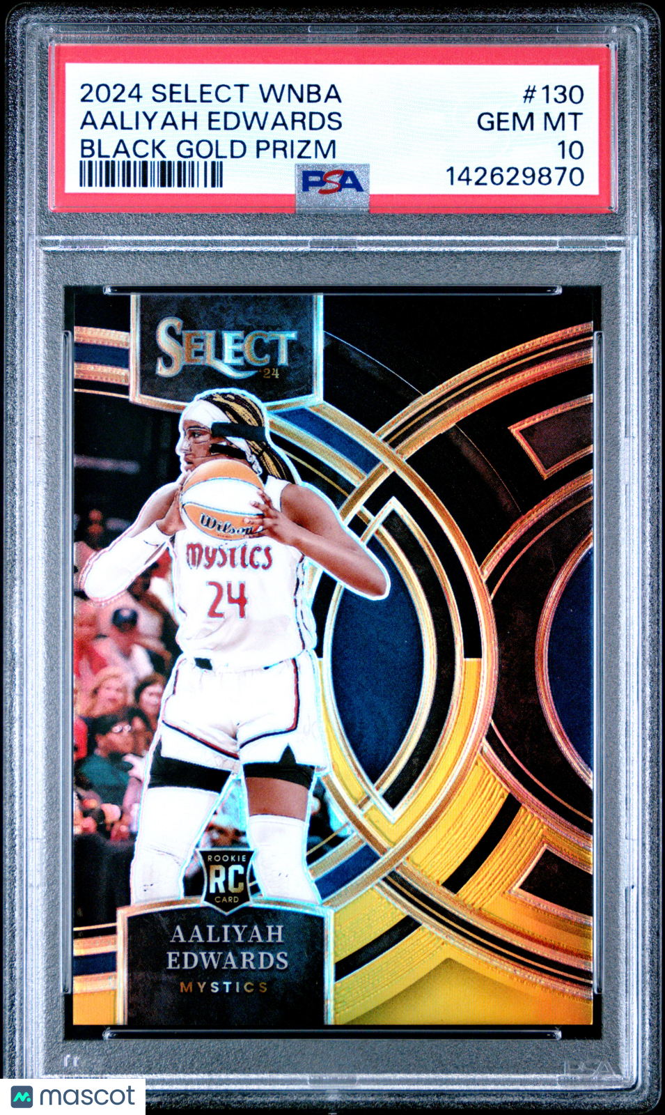 2024 Panini Select WNBA Aaliyah Edwards #130 Black Gold Prizm RC 3/5 PSA 10