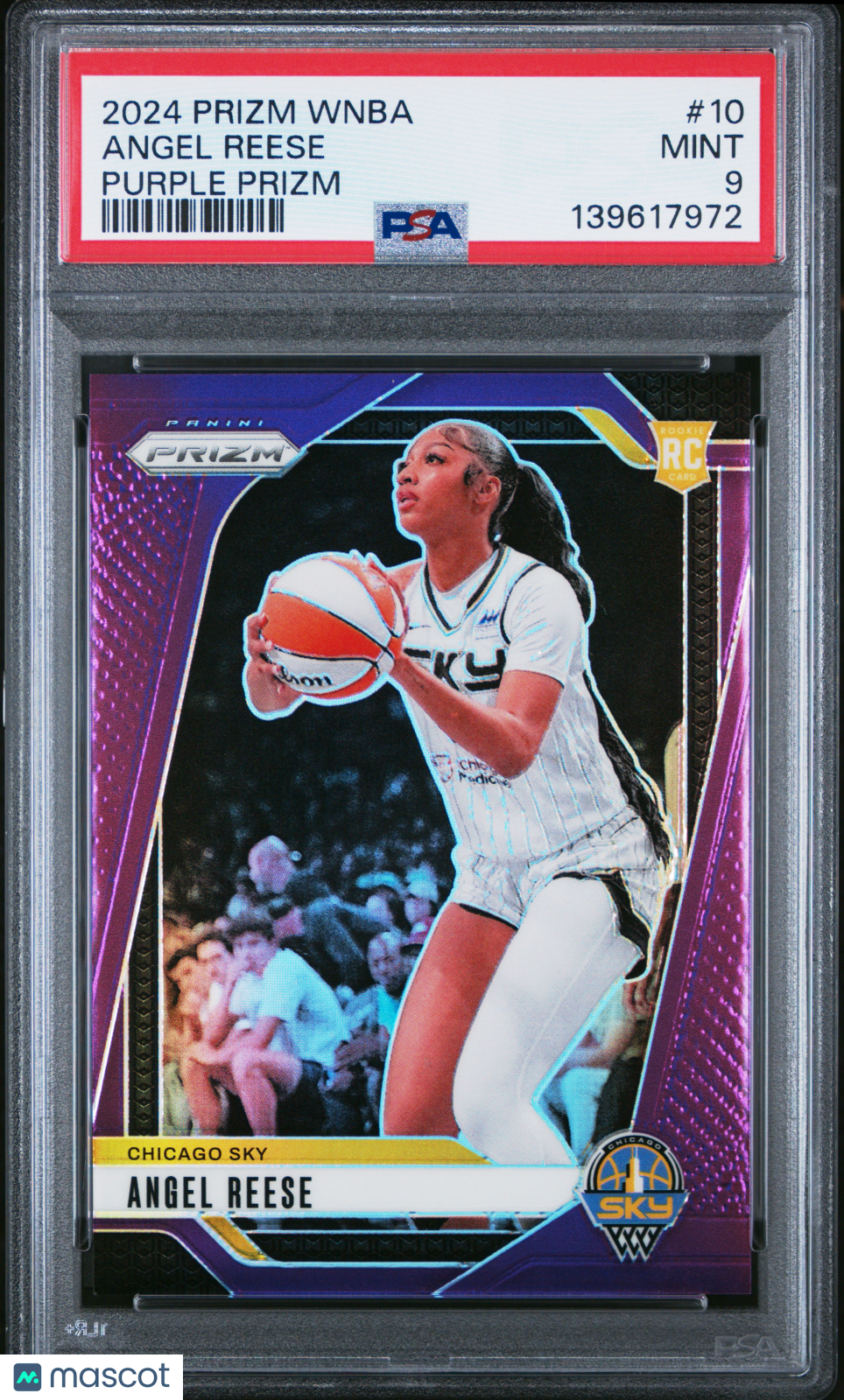 2024 Panini Prizm WNBA Angel Reese #10 Purple RC 086/149 PSA 9