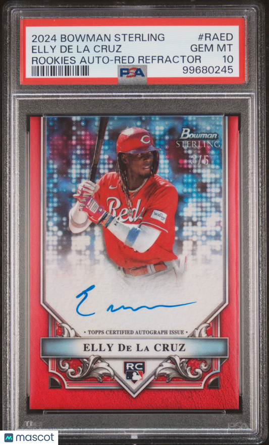 2024 Bowman Sterling Rookies Auto Elly De La Cruz #RAED Red Refractor 3/5 PSA 10