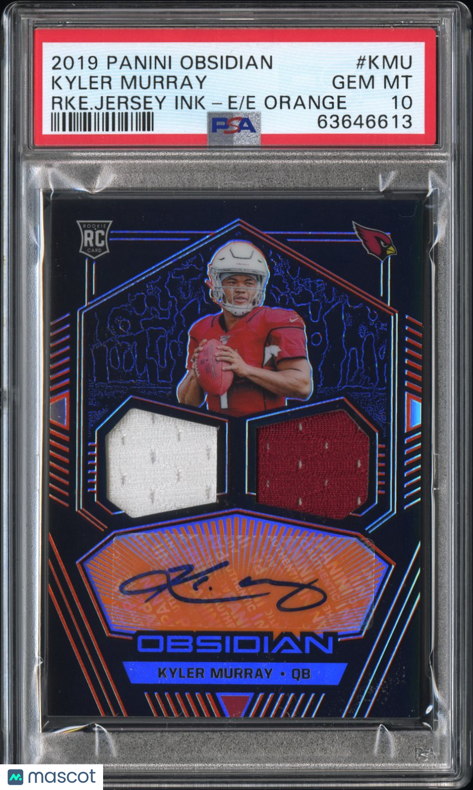 2019 Obsidian Rookie Jersey Ink Kyler Murray Electric Etch Orange 45/75 PSA 10