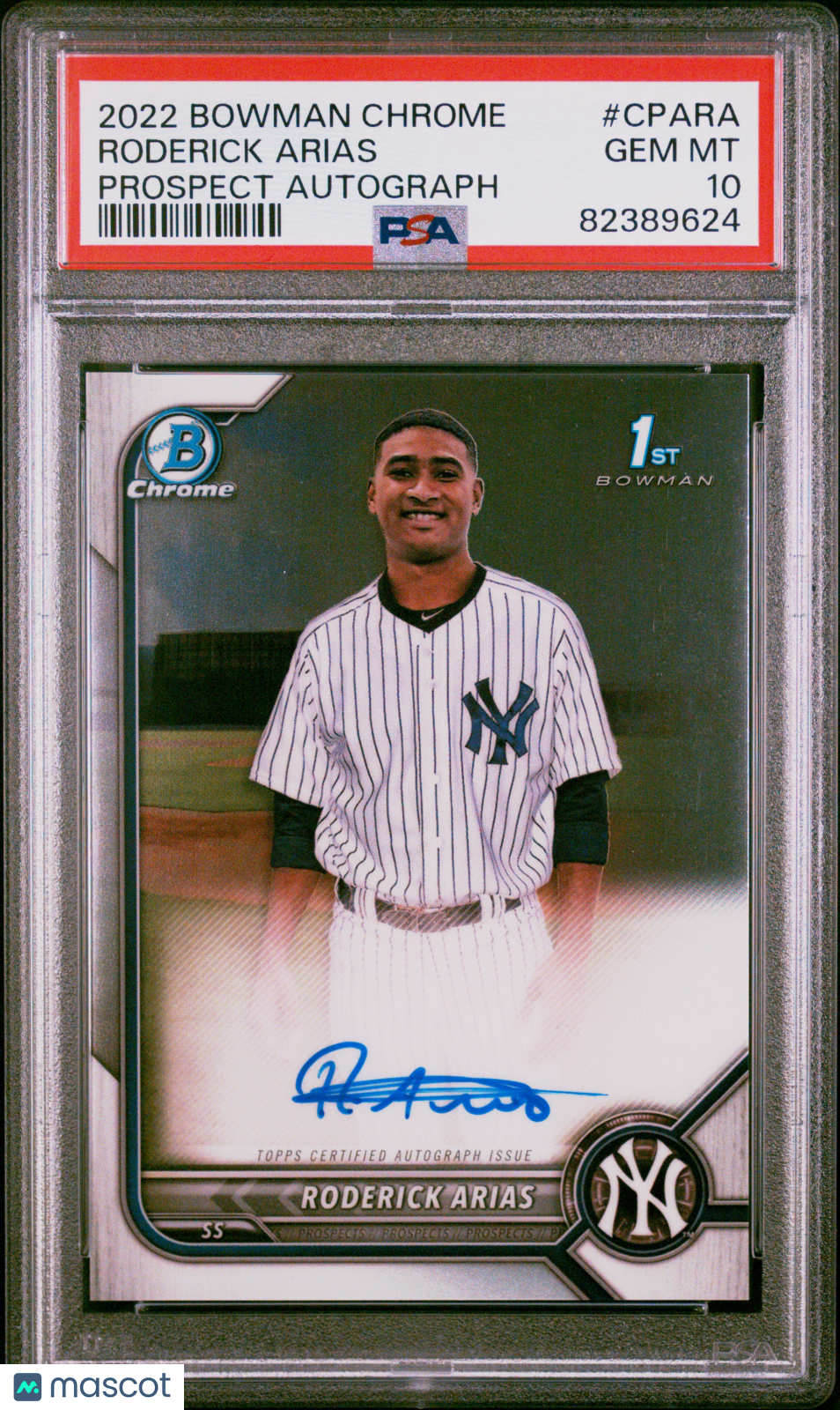 2022 Bowman Chrome Prospect Autographs Roderick Arias #CPA-RA PSA 10
