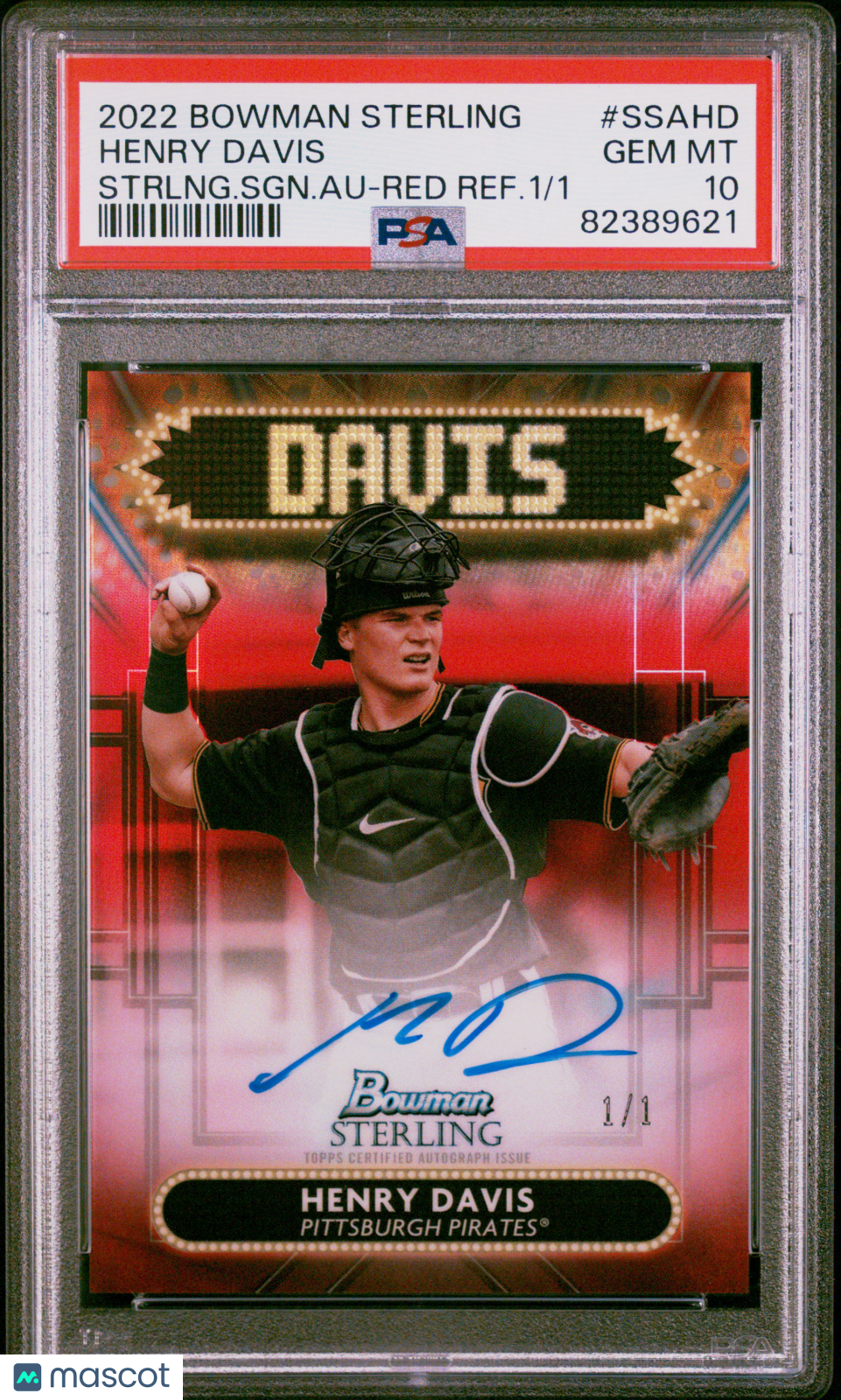 2022 Bowman Sterling Signage Auto Henry Davis #SSA-HD Red Refractor 1/1 PSA 10
