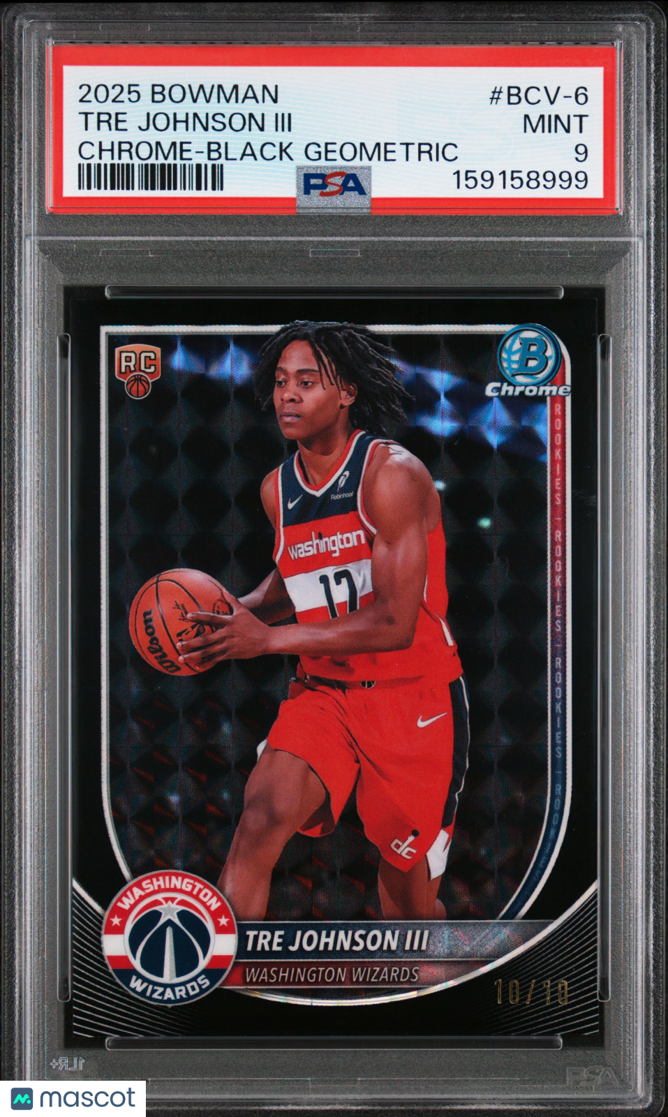 2025 Bowman Chrome Tre Johnson III #BCV-6 Black Geometric RC 10/10 PSA 9