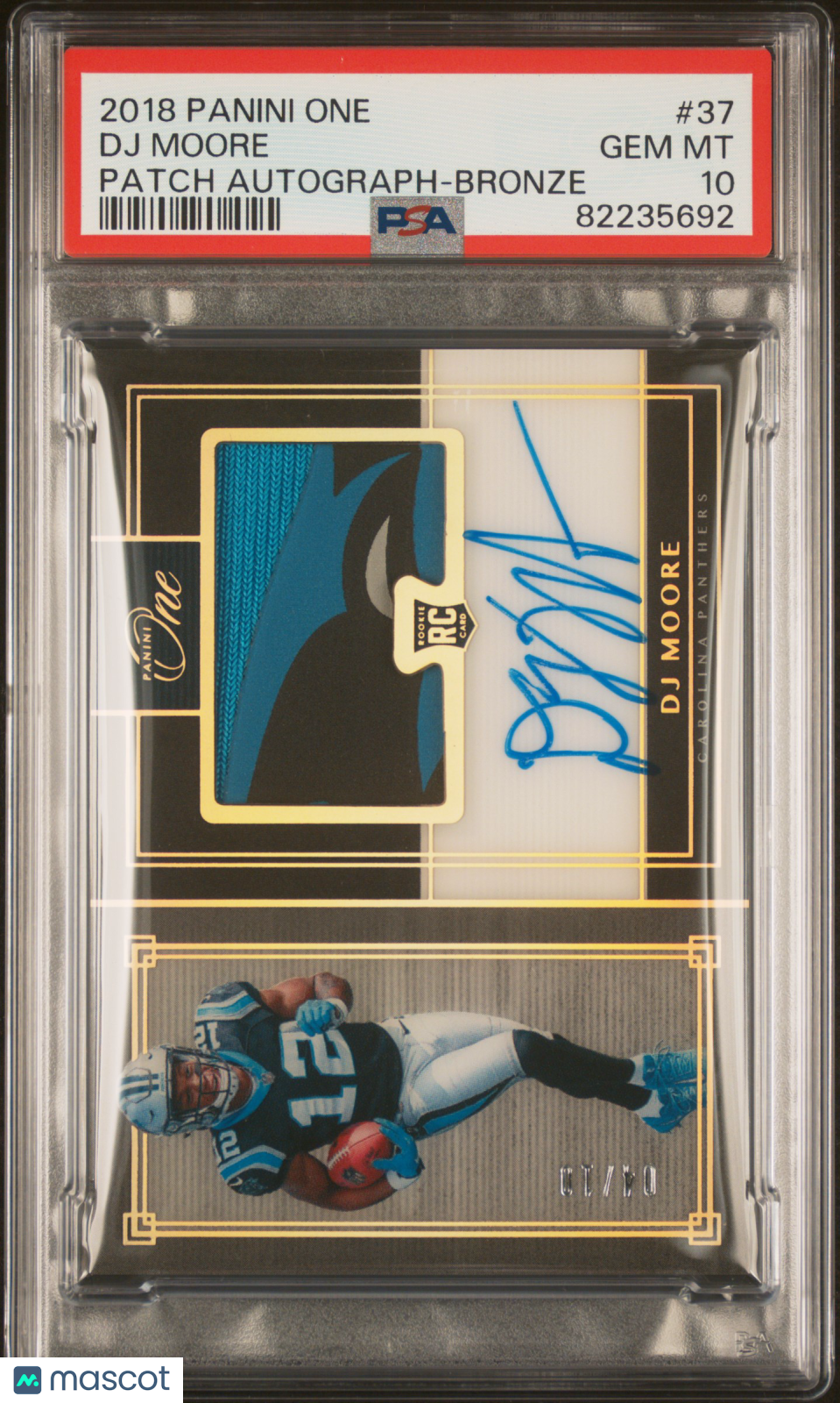 2018 Panini One Football DJ Moore #37 Patch Autograph Bronze RC 04/10 PSA 10